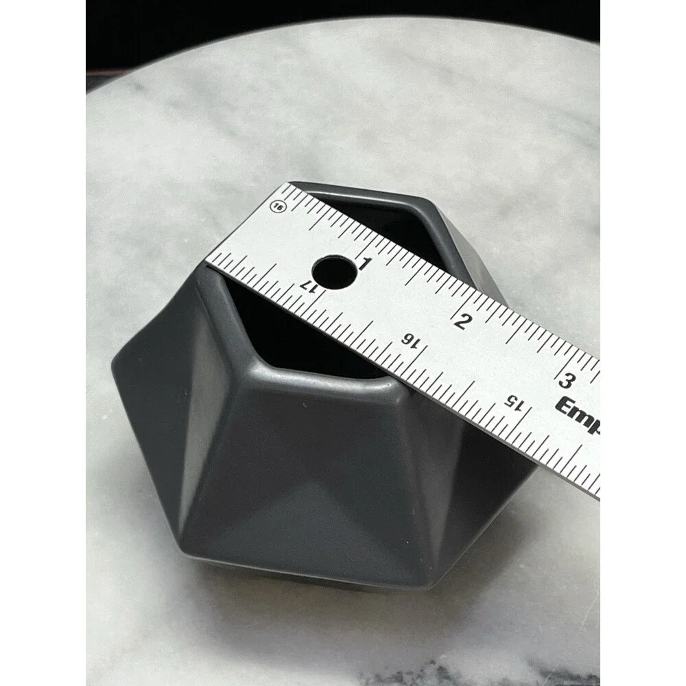 IKEA Almhult Livslang Gray Charcoal Faceted Hexagon Vase 3